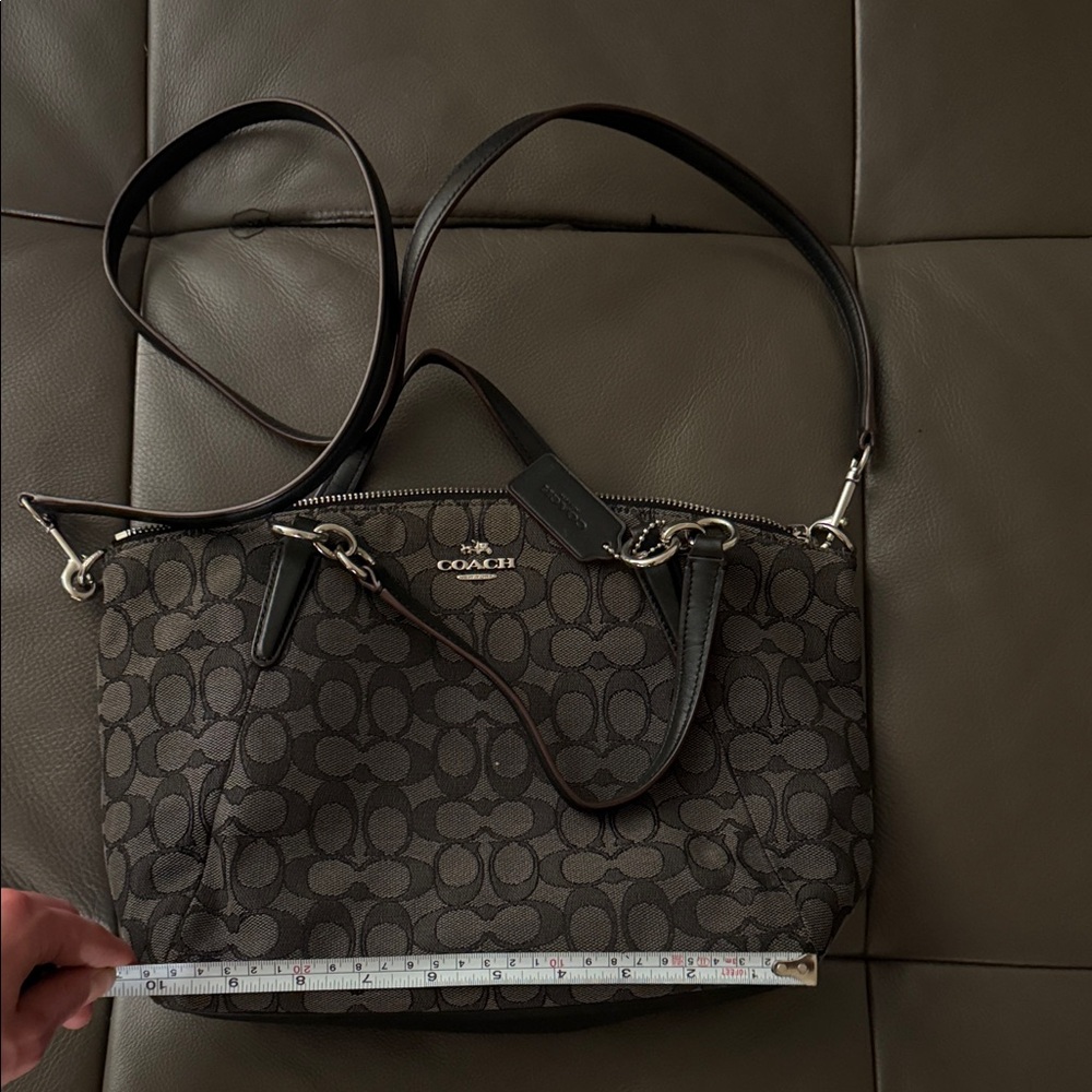 Coach Black and Gray Signature Shoulder Bag